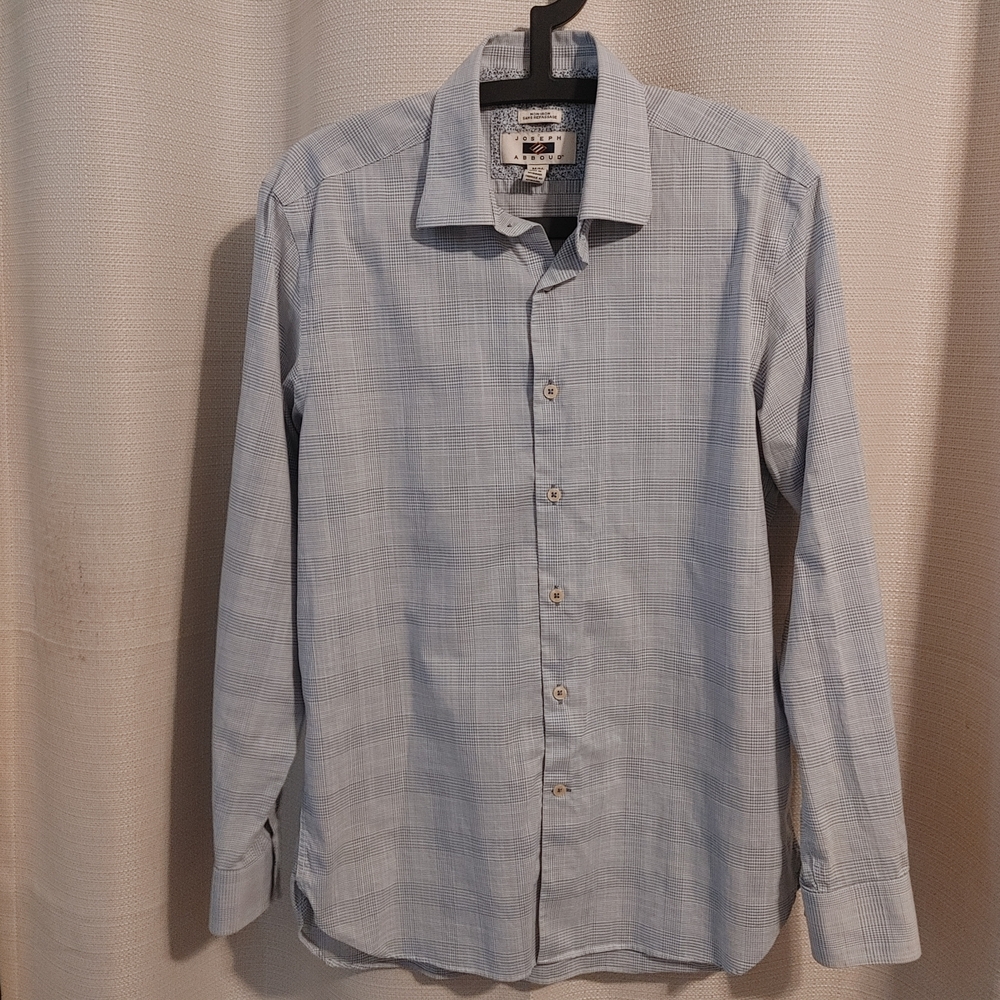 (4/$20) Joseph Abboud Men's Light Blue Plaid Dress Shirt Size M
